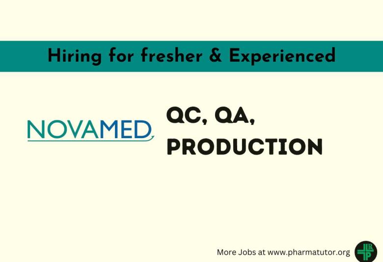 Novamed Laboratories career for Freshers and Experienced - QA, QC, Production, Purchase, IT, Engineering