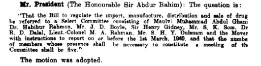 1940 the Drugs Bill was referred to a Select Committee to report 