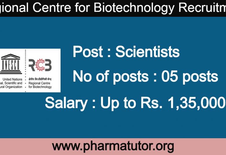 Recruitment for Scientists (05 posts) at Regional Centre for Biotechnology