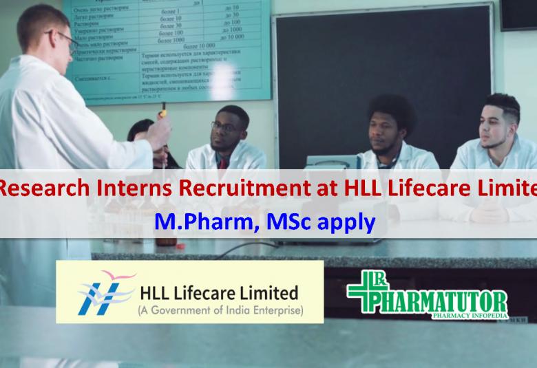 Research Interns recruitment at HLL Lifecare Limited