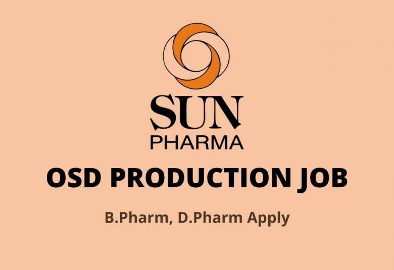 Job for B.Pharm, D.Pharm in Production at Sun Pharmaceutical Industries Limited