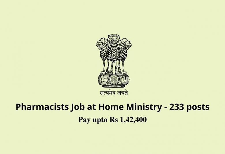 Opening for Pharmacists under Home Ministry