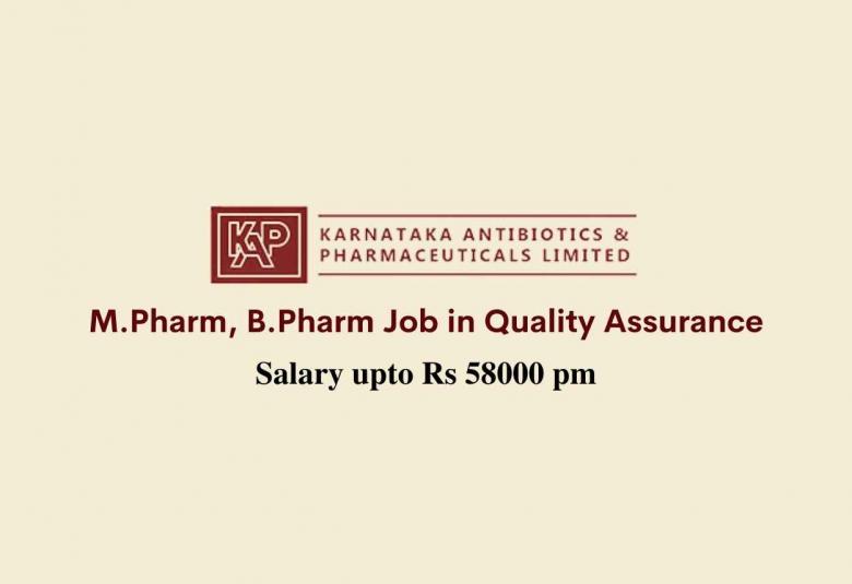Job for M.Pharm, B.Pharm in Quality Assurance at KAPL