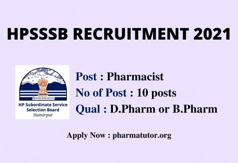 Openings for Pharmacist at HPSSSB