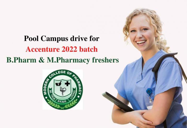 P.E.S. Modern College of Pharmacy organizing a Pool Campus drive for Accenture 2022 batch B.Pharm & M.Pharmacy freshers