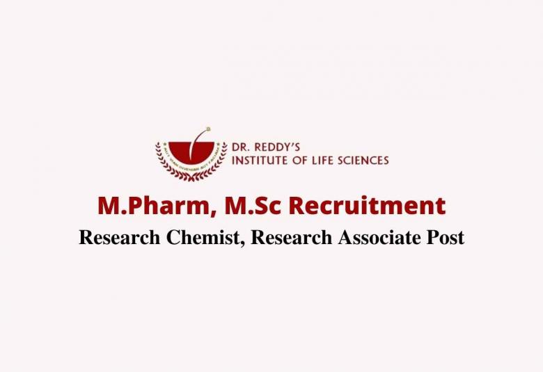 Job for M.Pharm, M.Sc as Research Chemist, Research Associate at DRILS