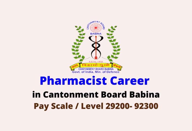 Career for Pharmacist in Cantonment Board Babina
