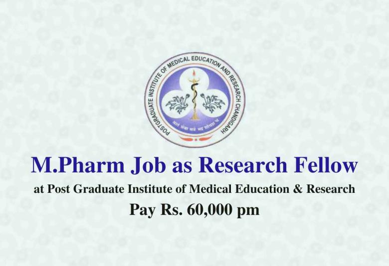 Career for M.Pharm as Research Fellow at PGIMER
