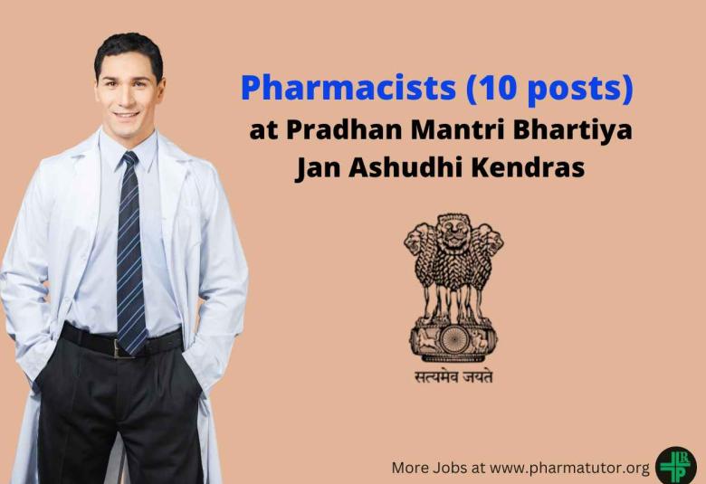 Job for Pharmacists at Pradhan Mantri Bhartiya Jan Ashudhi Kendras