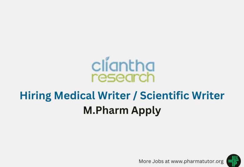 Cliantha Research Hiring Medical Writer / Scientific Writer