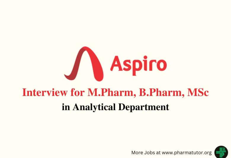 Interview for M.Pharm, B.Pharm, MSc in Analytical Department at Aspiro Pharma