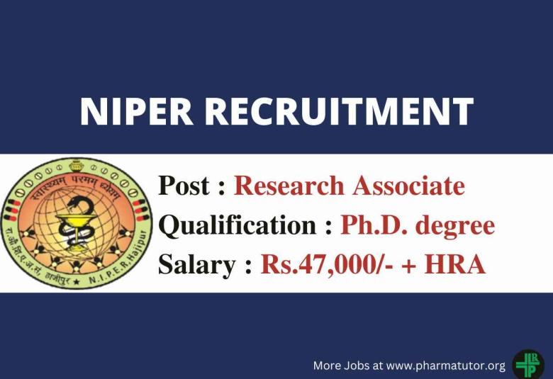 Vacancy for Research Associate at NIPER