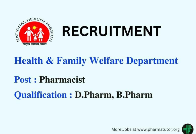 Job for Pharmacist under Department of Health & Family Welfare