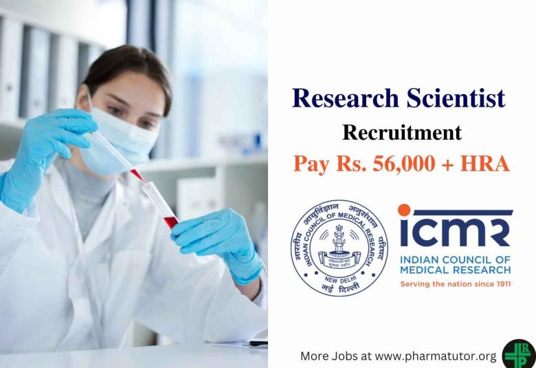 Applications are invited for post of Research Scientist at ICMR