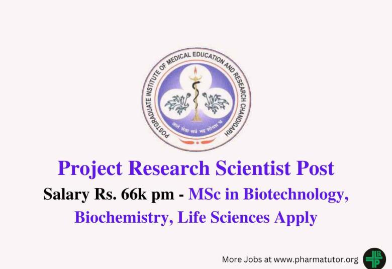 Applications are invited for post of Project Scientist at PGIMER