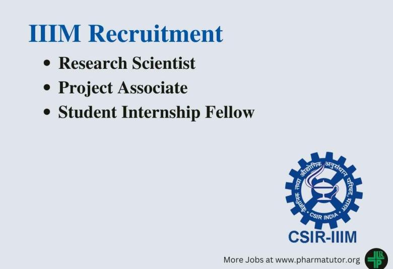 IIIM Hiring Project Associate, Student Internship Fellow, Research Scientist