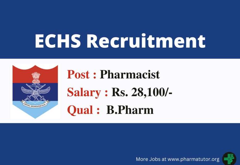 Job for B.Pharm as Pharmacist in ECHS Polyclinic Agartala