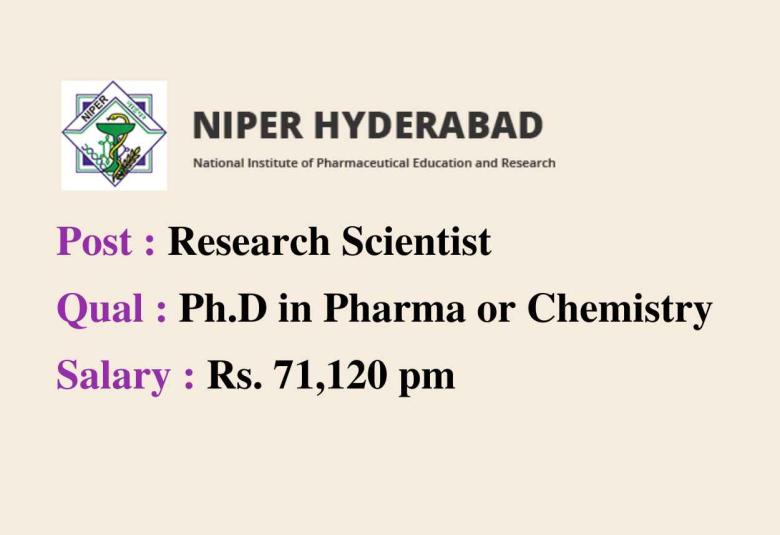 Job for Research Scientist at NIPER