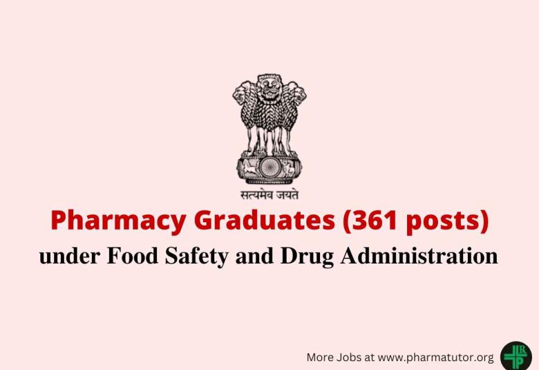 Vacancy for Pharma graduates as Government Analyst under Food Safety and Drug Administration