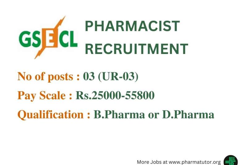 GSECL Invites Applications for the Post of Pharmacists
