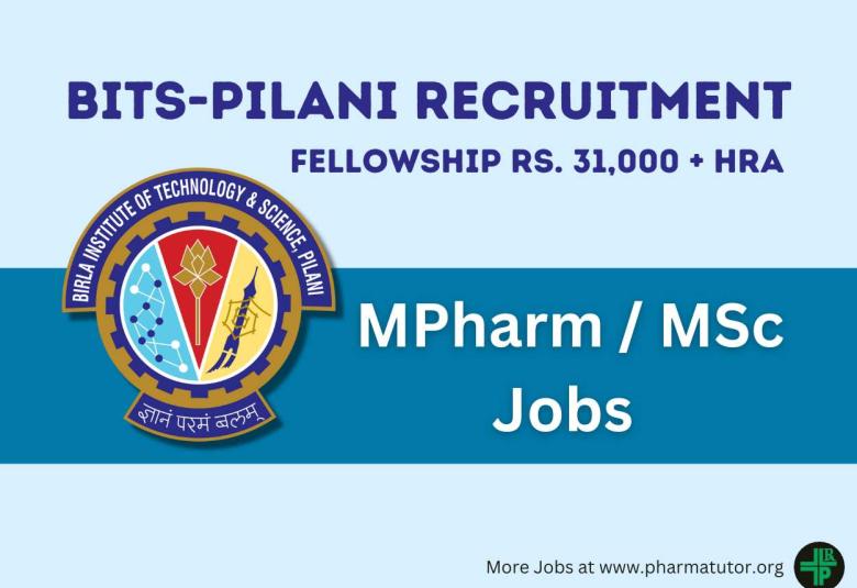 Opening for JRF Position at Department of Pharmacy, BITS Pilani