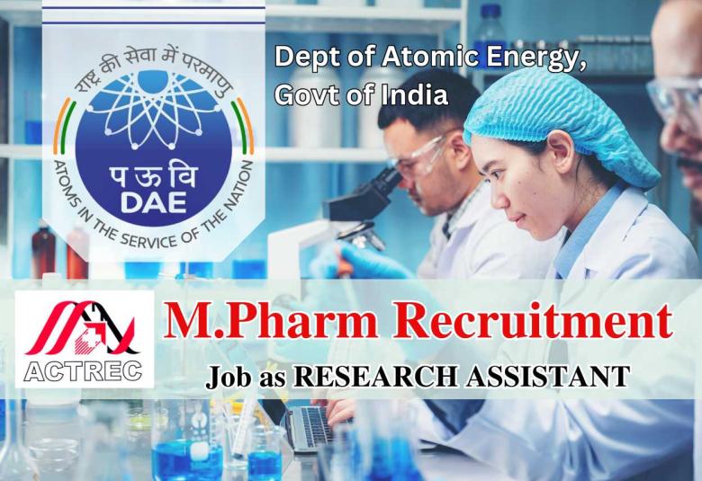 M.Pharm job at ACTREC, Mumbai | autonomous institution of Department of Atomic Energy, Government
