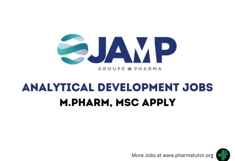 Job for M.Pharm, MSc in Analytical Development at JAMP Pharma Group