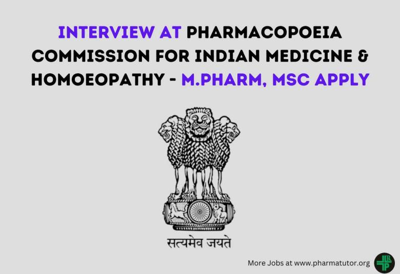Opportunity for M.Pharm, MSc as Project Associate at PCIM&H