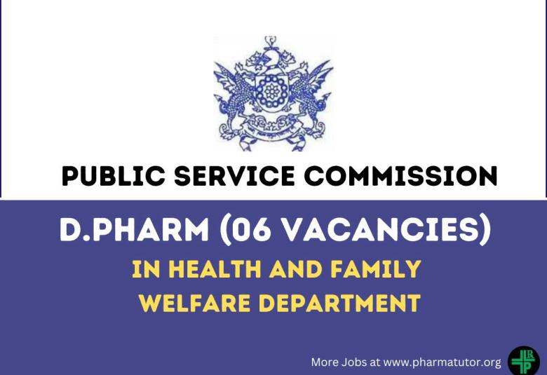 Recruitment for D.Pharm in Health and Family Welfare Department