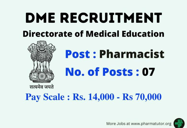 Career for Pharmacists 07 posts under Directorate of Medical Education