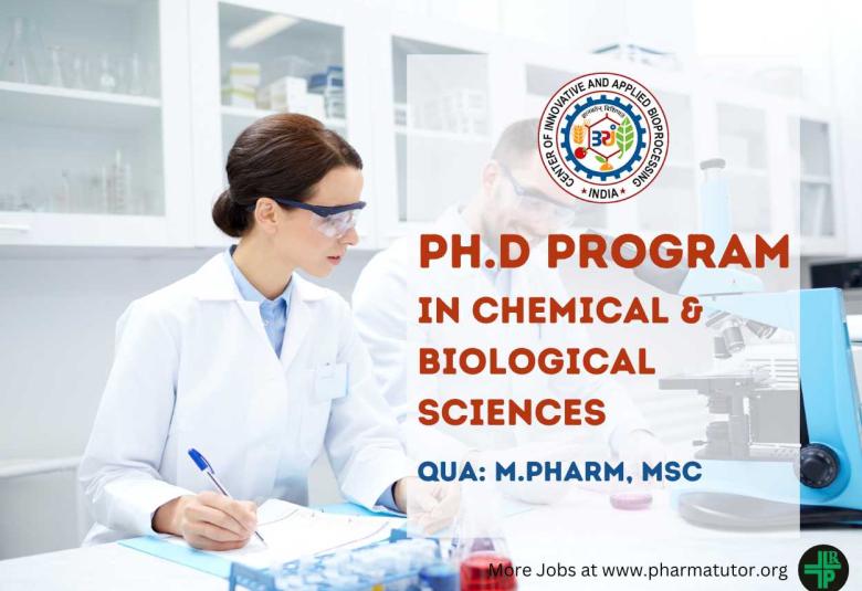 CIAB invites applications for Ph.D. program in Chemical and Biological Sciences