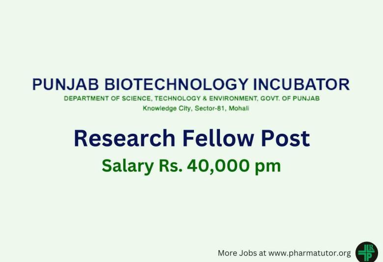 PBTI invites applications for post of Research Fellow