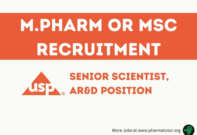 Opening for Senior Scientist at US Pharmacopeial Convention - M.Pharm, MSc Apply