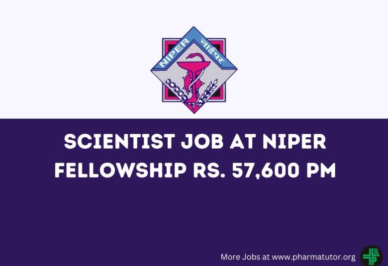 Applications are invited for post of Scientist at NIPER