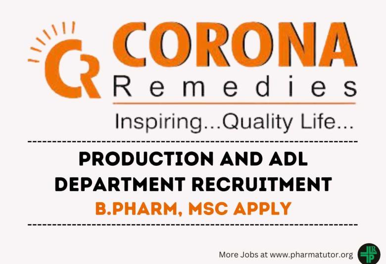 Interview for B.Pharm, MSc in Production and ADL Department at CORONA Remedies