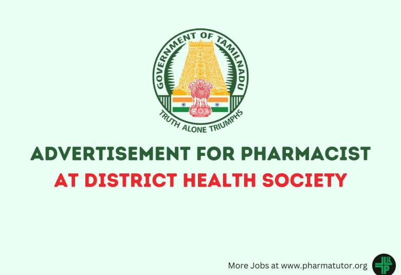 Advertisement for the post of Pharmacist at District Health Society