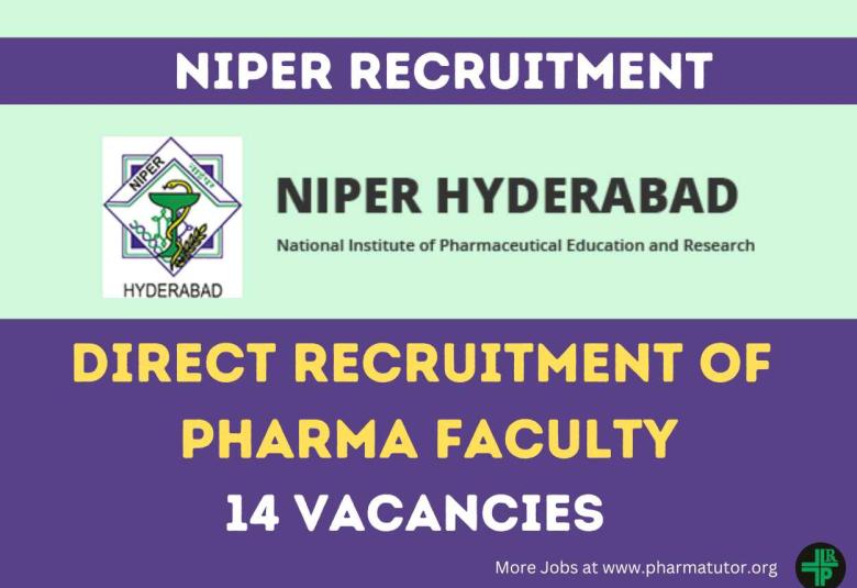 Recruitment Notification for Pharma Faculty at NIPER
