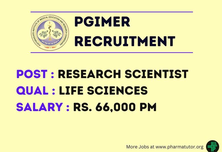 PGIMER looking for Research Scientist - Life Sciences Apply