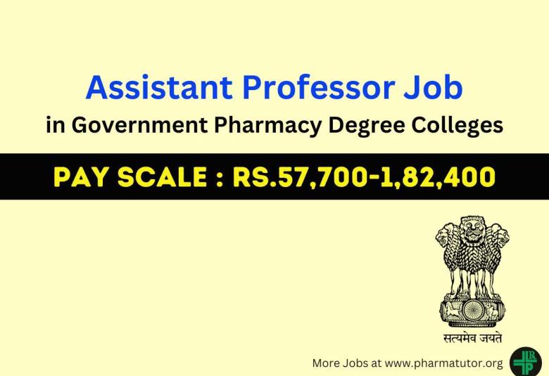 Job for Assistant Professor in Government Pharmacy Degree Colleges