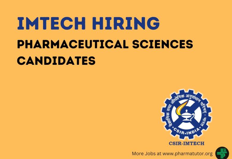 Opportunity for Pharmaceutical Sciences candidates at IMTech