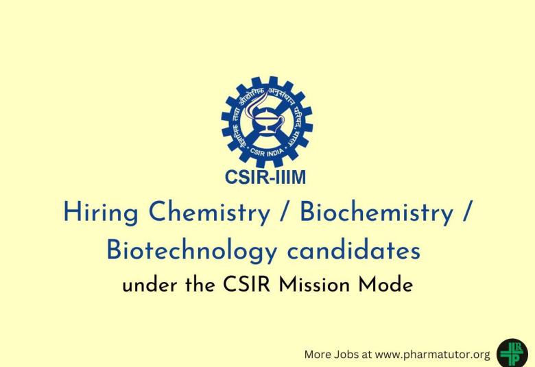 IIIM invites applications from Chemistry / Biochemistry / Biotechnology candidates 