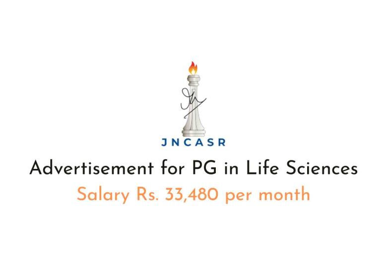 Advertisement for PG in Life Sciences at JNCASR