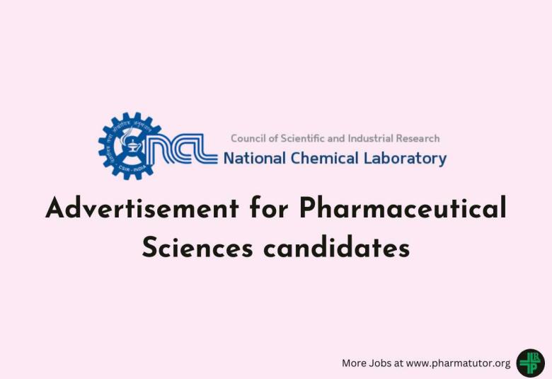 Advertisement for Pharmaceutical Sciences candidates at CSIR-NCL