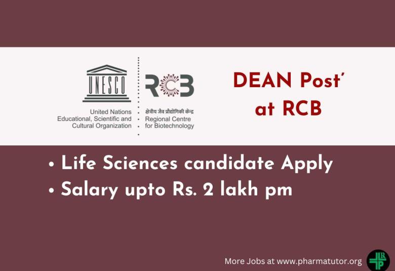 RCB invites applications from Life Sciences candidates