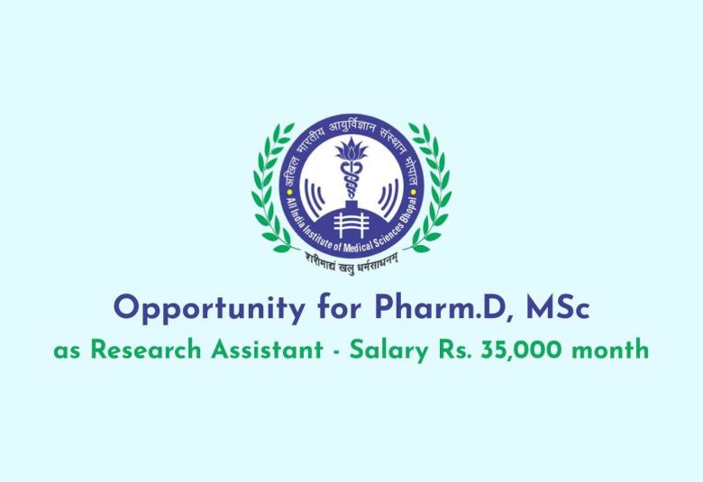 Opportunity for Pharm.D, MSc as Research Assistant at AIIMS