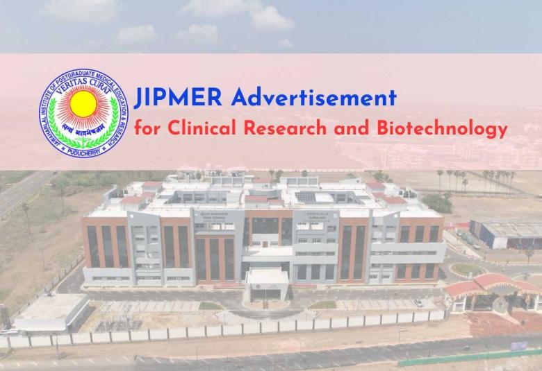 Advertisement for Clinical Research and Biotechnology at JIPMER