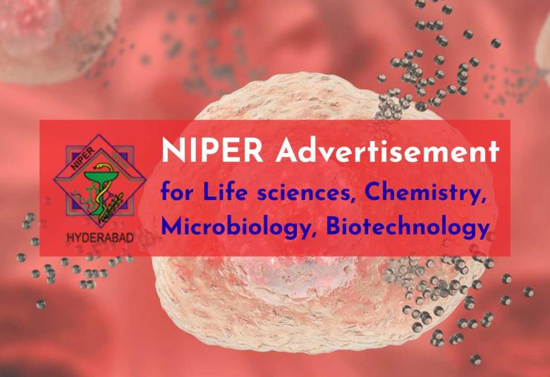 Advertisement for Life Sciences, Biotechnology, Biochemistry, Microbiology at NIPER