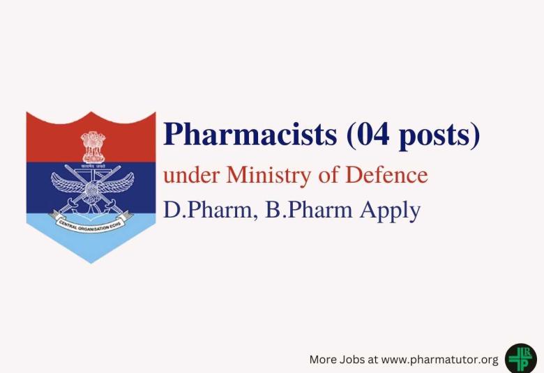 Job for Pharmacists under Ministry of Defence, ECHS Jalandhar