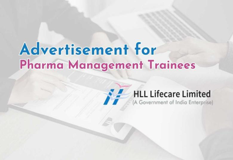 Advertisement for Pharma Management Trainees at HLL Lifecare