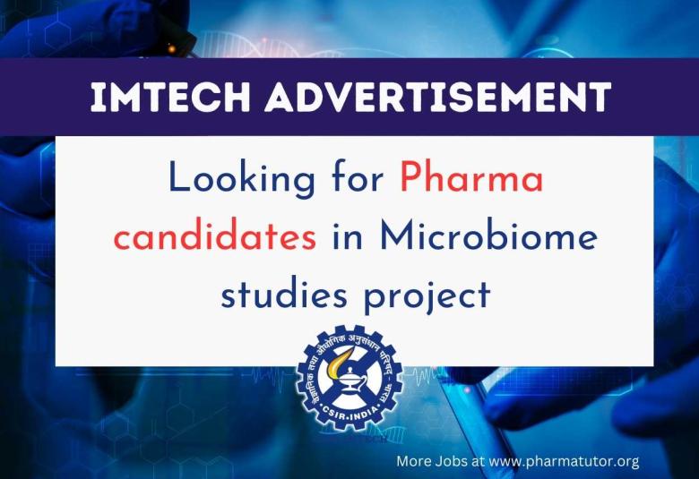 IMTECH looking for Pharma candidates in Microbiome studies project